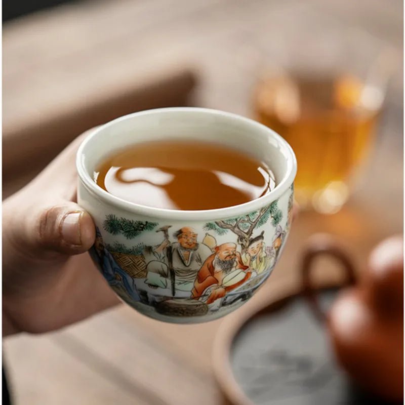 1 Pc Chinese Tradition Ceramic Tea Cup Handmade Porcelain Tea Bowl Teacup Household Teaware Travel Meditation Cup 130ml - China Tea Store