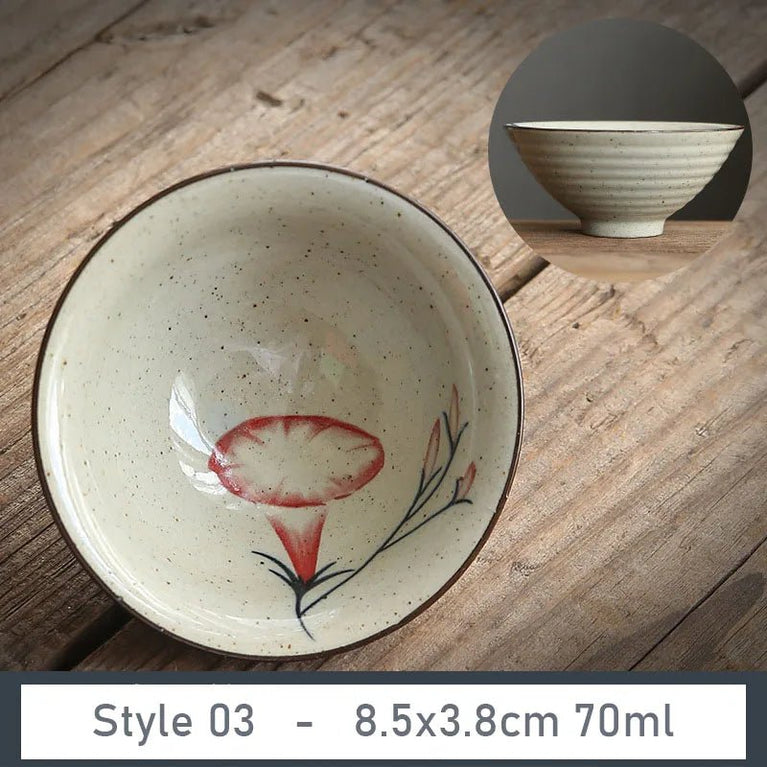 1 PCS Antique Plant Ash Porcelain Teacup Travel Ceramic Tea Bowl Anti Scaling Handmade Cone Cup Retro Meditation Cup Teaset 70ml - China Tea Store