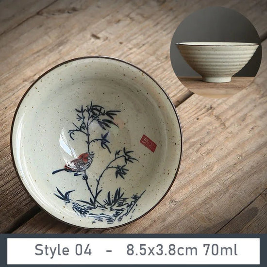 1 PCS Antique Plant Ash Porcelain Teacup Travel Ceramic Tea Bowl Anti Scaling Handmade Cone Cup Retro Meditation Cup Teaset 70ml - China Tea Store