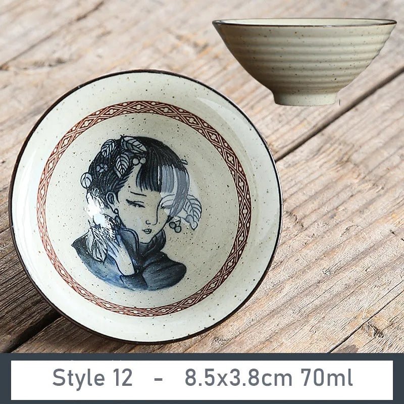 1 PCS Antique Plant Ash Porcelain Teacup Travel Ceramic Tea Bowl Anti Scaling Handmade Cone Cup Retro Meditation Cup Teaset 70ml - China Tea Store