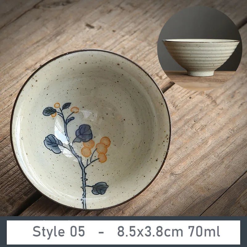 1 PCS Antique Plant Ash Porcelain Teacup Travel Ceramic Tea Bowl Anti Scaling Handmade Cone Cup Retro Meditation Cup Teaset 70ml - China Tea Store