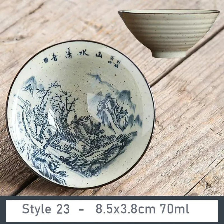 1 PCS Antique Plant Ash Porcelain Teacup Travel Ceramic Tea Bowl Anti Scaling Handmade Cone Cup Retro Meditation Cup Teaset 70ml - China Tea Store