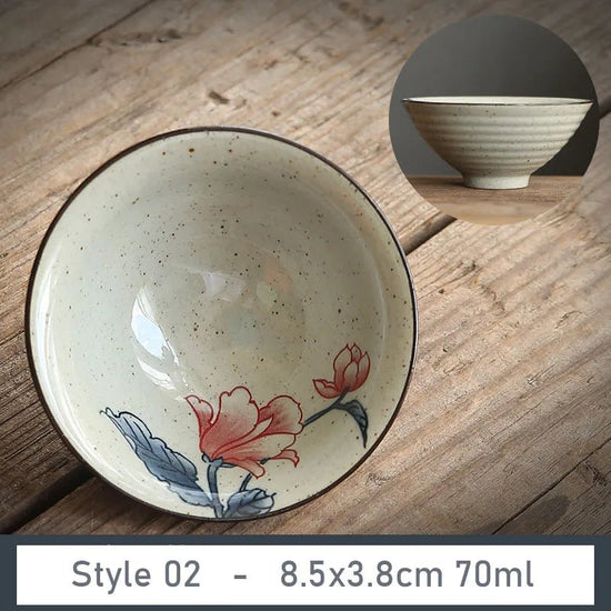 1 PCS Antique Plant Ash Porcelain Teacup Travel Ceramic Tea Bowl Anti Scaling Handmade Cone Cup Retro Meditation Cup Teaset 70ml - China Tea Store