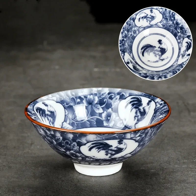 1 PCS Handmade Blue and White Porcelain Teacup Travel Ceramic Tea Bowl Anti Scaling Hand - Painted Cone Cup Meditation Cup Tea Set - China Tea Store