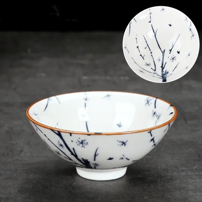 1 PCS Handmade Blue and White Porcelain Teacup Travel Ceramic Tea Bowl Anti Scaling Hand - Painted Cone Cup Meditation Cup Tea Set - China Tea Store