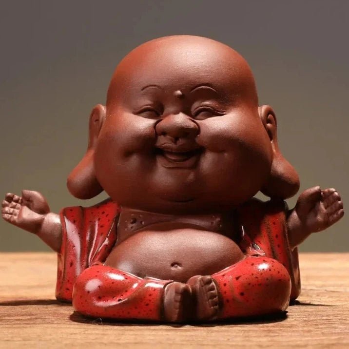 1 PCS Handmade Purple Clay Lovely Buddha Monk Figurine Ornament Fingertip Small Tea Pets Boutique Tea Table Tea Set Crafts - China Tea Store