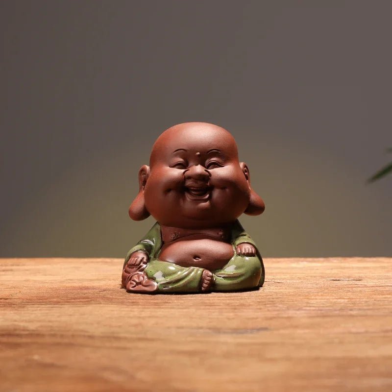 1 PCS Handmade Purple Clay Lovely Buddha Monk Figurine Ornament Fingertip Small Tea Pets Boutique Tea Table Tea Set Crafts - China Tea Store