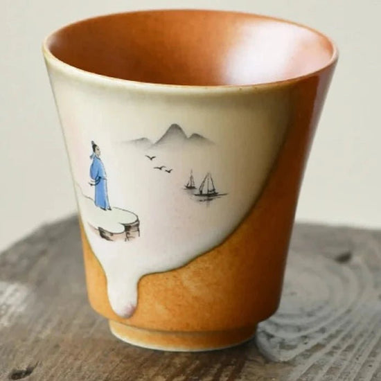 120ML Creative Painting Coarse Pottery Master Cup Immortal at The River Teacup Fragrance Master Cup Kung Fu Teaset Collection - China Tea Store