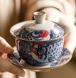 130ml Chinese Blue and White Ceramic Tea Tureen Handmade Fish Gaiwan Beauty Tea Infuser Teacup Household Tea Bowl Teaware - China Tea Store