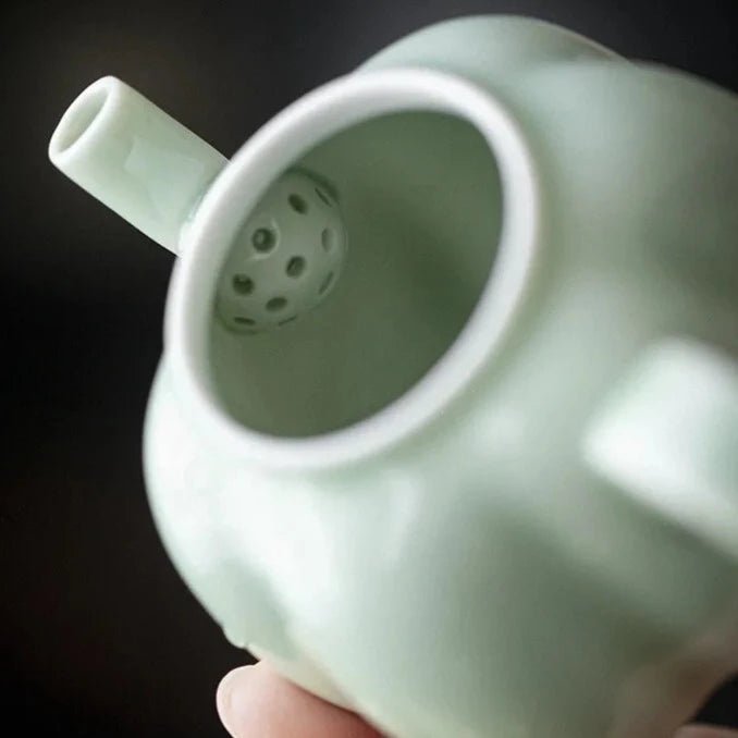 130ml Handamde Green Dyeing Gradient Teapot Retro Retro Sketch Pumpkin Pot Tea Brewing Kettle for Kung Fu Tea Accessories Gift - China Tea Store