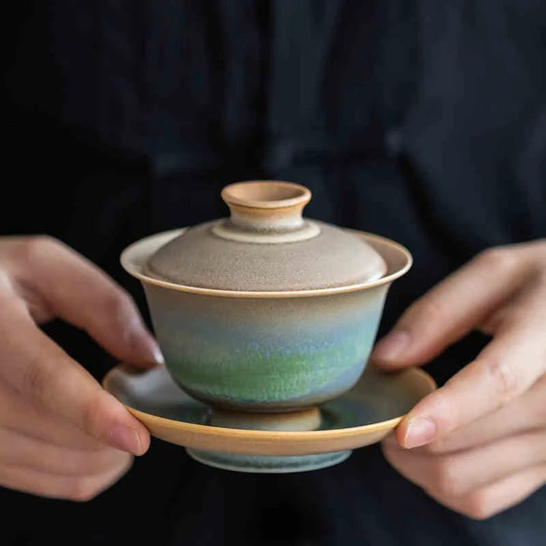 130ml Vintage Coarse Pottery Tea Tureen Handmade Kiln Fambe Ceramic Gaiwan Cover Bowl Tea Kung Fu Tea Maker Device Tea Ceremony - China Tea Store