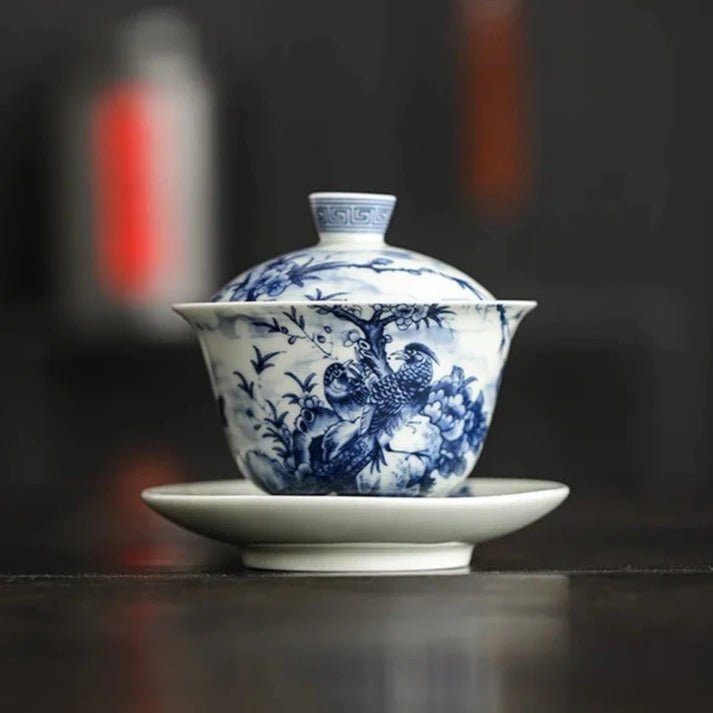 140ml Chinese Tradition Ceramic Gaiwan Teacup Handmade porcelain Tea Bowl Hand - painted Tea Tureen Household Teaware Accessories - China Tea Store