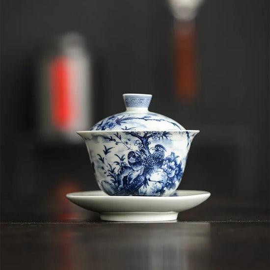 140ml Chinese Tradition Ceramic Gaiwan Teacup Handmade porcelain Tea Bowl Hand - painted Tea Tureen Household Teaware Accessories - China Tea Store