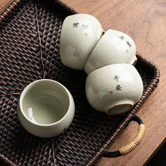 140ml Exquisite Ice Crack Glaze Ceramic Tea Cups Hand - painted Porcelain Master Cup Traditional Exquisite Teacup Tea Accessories - China Tea Store