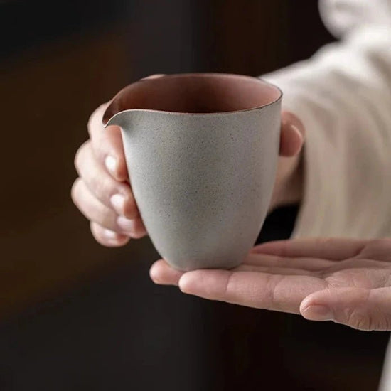 140ml Handamde Gray Coarse Pottery Tea Pitcher Antique Stoneware Fair Cup Cha Hai Household Justice Cup Puer Tableware Supplies - China Tea Store