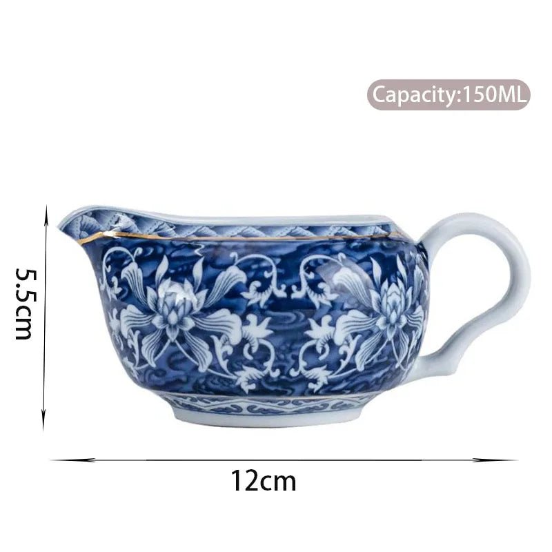 150ml Chinese Ceramic Fair Cup Cha Hai Hand Painted Blue and White Porcelain Teacup Handmade Tea Set Accessories Teaware - China Tea Store