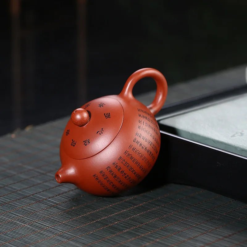 150ML Handcrafted Buddhist Scriptures Yixing Purple Clay Teapot Small Capacity Traditional Chinese Kettle Puer Oolong Tea Set - China Tea Store