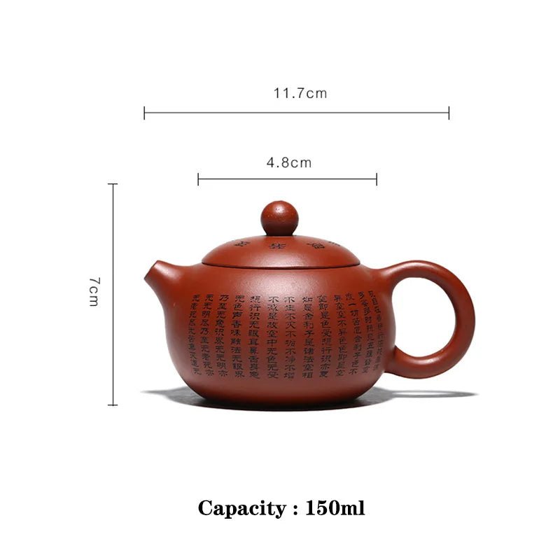 150ML Handcrafted Buddhist Scriptures Yixing Purple Clay Teapot Small Capacity Traditional Chinese Kettle Puer Oolong Tea Set - China Tea Store