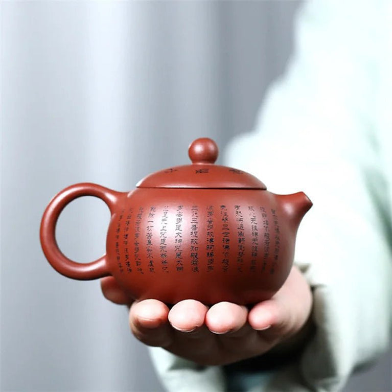 150ML Handcrafted Buddhist Scriptures Yixing Purple Clay Teapot Small Capacity Traditional Chinese Kettle Puer Oolong Tea Set - China Tea Store