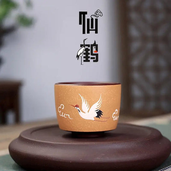 150ml Handmade Mud Painted Crane Teacup Chinese Purple Clay Small Mouth Cup Raw Ore Section Mud Fragrance Master Tea Bowl Gifts - China Tea Store