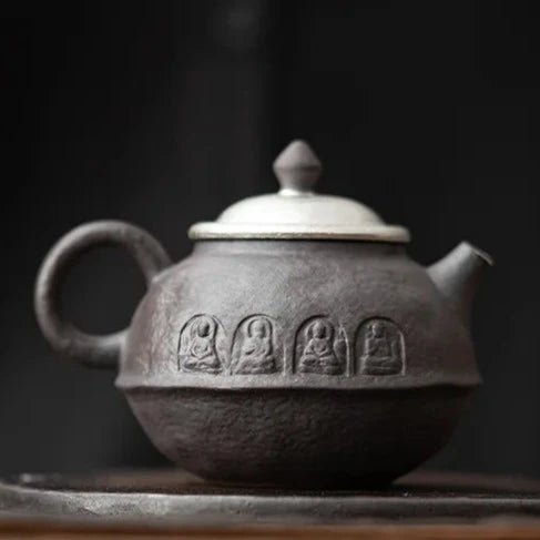 160ml Handmade Gilded Silver Teapot Japanese Old Rock Mud Pot Tea Soaking Kettle Buddha Kung Fu Tea Cafes Supplies Decoration - China Tea Store