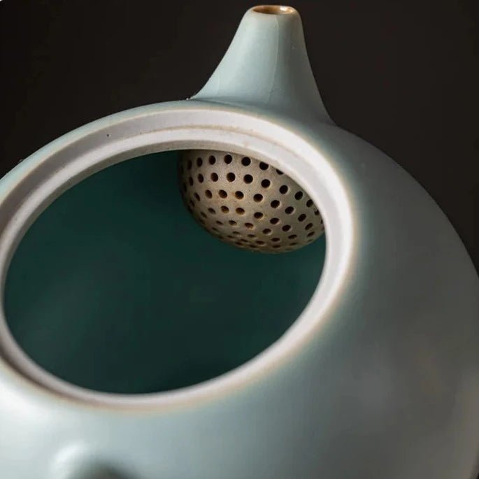 180ml Handmade Azure Ru Kiln Porcelain Teapot Zen Xishi Pot Household Tea Brewing Kettle with Infuser Chinese Tea Set Collection - China Tea Store