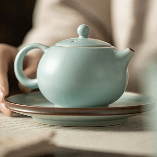 180ml Handmade Azure Ru Kiln Porcelain Teapot Zen Xishi Pot Household Tea Brewing Kettle with Infuser Chinese Tea Set Collection - China Tea Store