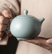 180ml Handmade Azure Ru Kiln Porcelain Teapot Zen Xishi Pot Household Tea Brewing Kettle with Infuser Chinese Tea Set Collection - China Tea Store