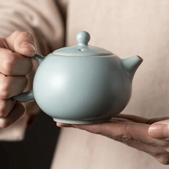 180ml Handmade Azure Ru Kiln Porcelain Teapot Zen Xishi Pot Household Tea Brewing Kettle with Infuser Chinese Tea Set Collection - China Tea Store