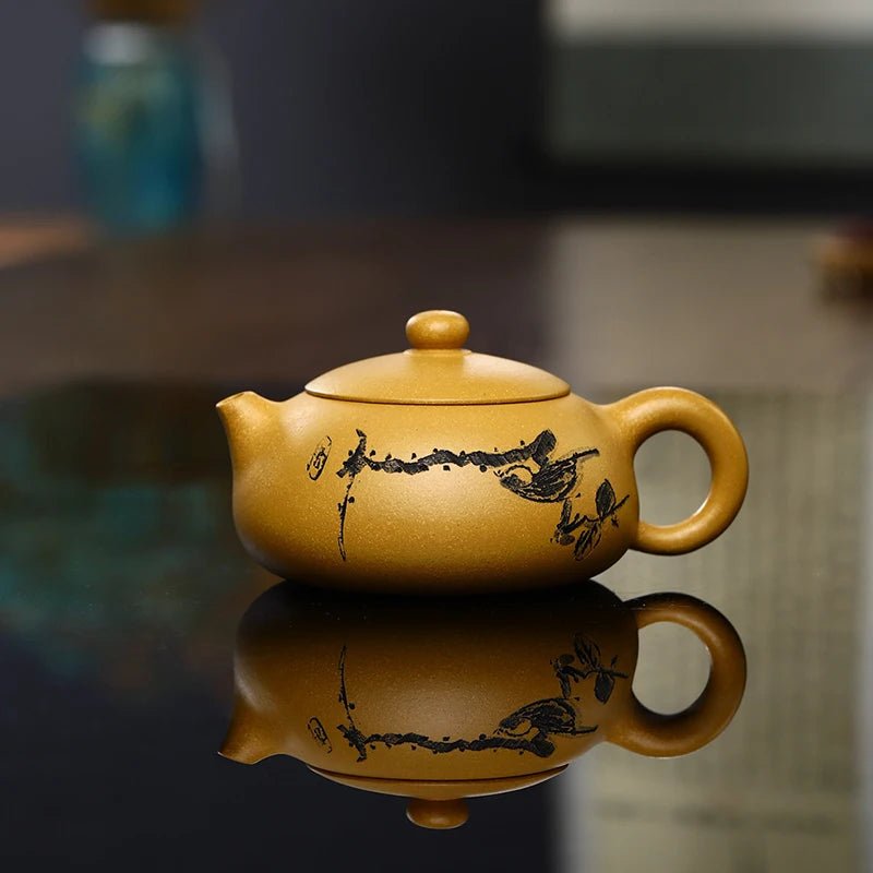190ML Small Capacity Real Handmade Yixing Kettle Raw Ore Duan Mud Teapot Birds Pattern Ball Hole Filter Superior Golden Tea Pot - China Tea Store