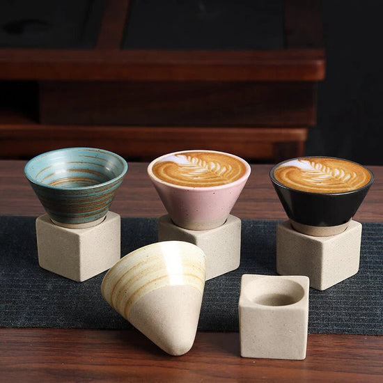 1PC Japanese Style Retro Ceramic Coffee Cup Rough Pottery Tea Cup Latte Pull Flower Porcelain Cup Pottery Mug For Home Office - China Tea Store