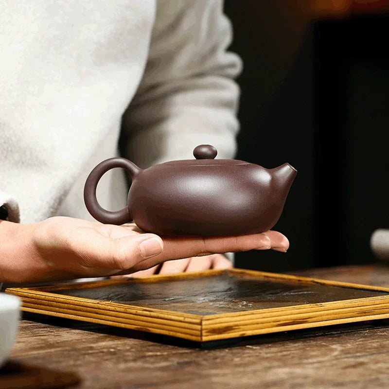 1pc Raw Ore Oolong Tea Kettle Chinese Yixing Tea Pot Purple Clay Xishi Teapot Household Handmade Teaware Authentic 210ml - China Tea Store