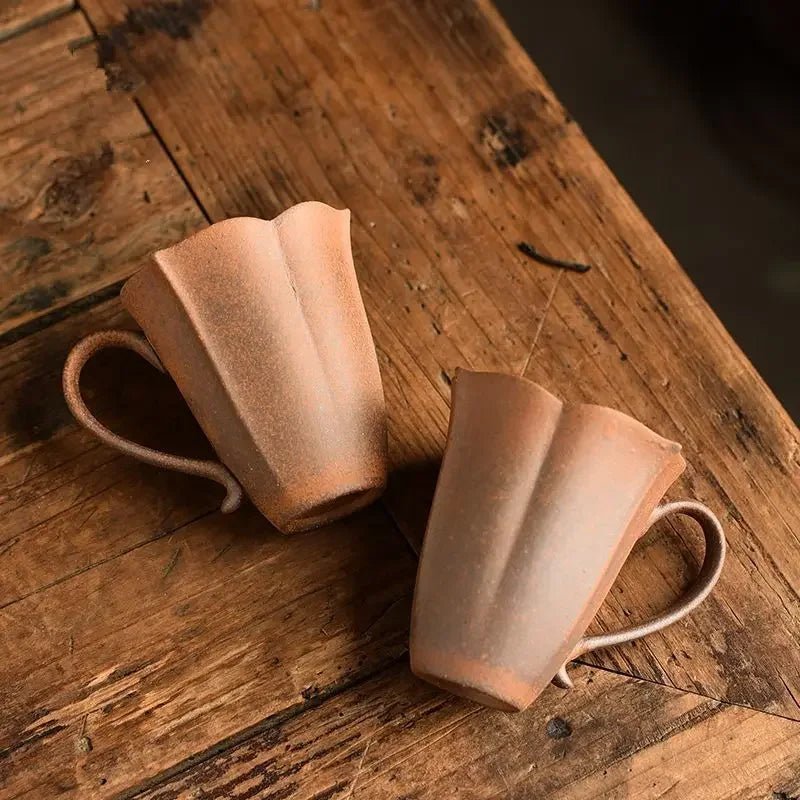 1pc Rough pottery teacup light luxury master cup anti - scald high value petal cup tea cup old rock clay ancient style beauty cups - China Tea Store