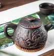 1pc Yixing Tea Pot Purple Clay Teapots Beauty Kettle Black Mud Hand Hand Carved Lotus Illustration Pot Home Handmade Tea Set - China Tea Store