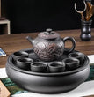 1pc Yixing Tea Pot Purple Clay Teapots Beauty Kettle Black Mud Hand Hand Carved Lotus Illustration Pot Home Handmade Tea Set - China Tea Store