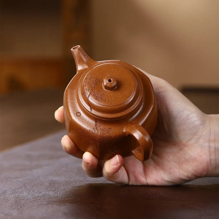 200cc Yixing genuine purple clay pot，Handmade Zhuni Dahongpao dezhong Auspicious Pot Chinese Kung Fu Tea Set Gold Award Pot - China Tea Store