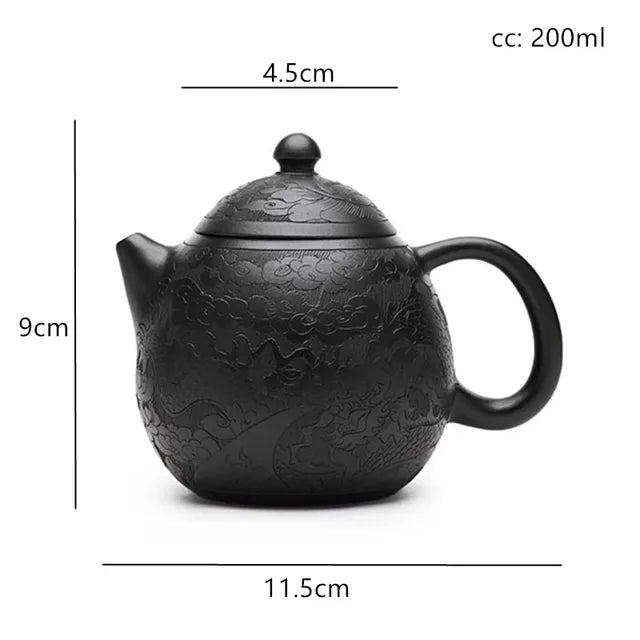 200ml Boutique Yixing Purple Clay Teapot Hand - carved Dragon Egg Pot Black Mud Beauty Tea Infuser Chinese Zisha Tea Accessories - China Tea Store