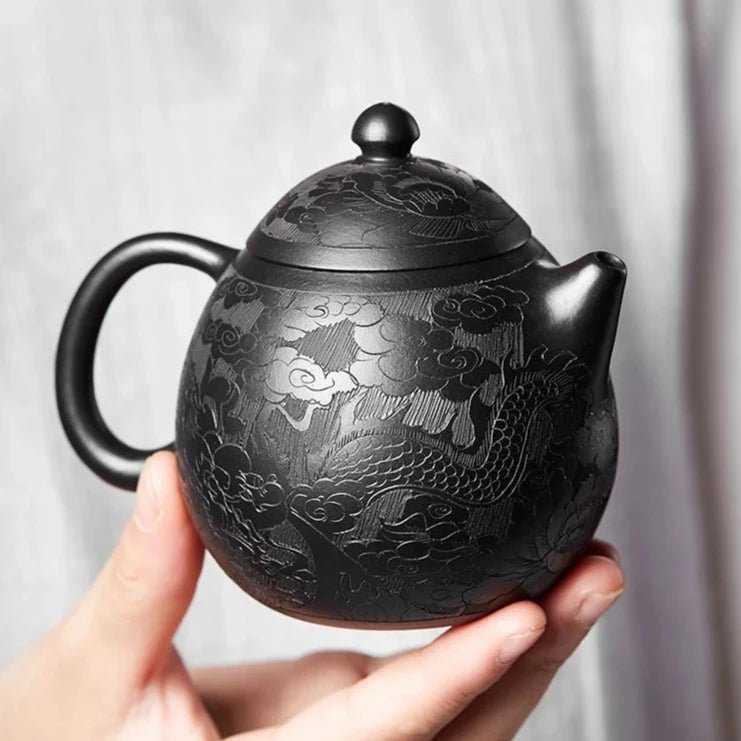 200ml Boutique Yixing Purple Clay Teapot Hand - carved Dragon Egg Pot Black Mud Beauty Tea Infuser Chinese Zisha Tea Accessories - China Tea Store