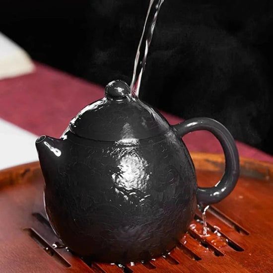 200ml Boutique Yixing Purple Clay Teapot Hand - carved Dragon Egg Pot Black Mud Beauty Tea Infuser Chinese Zisha Tea Accessories - China Tea Store