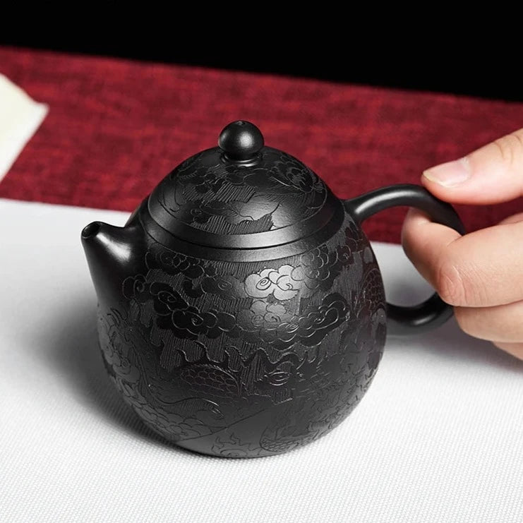 200ml Boutique Yixing Purple Clay Teapot Hand - carved Dragon Egg Pot Black Mud Beauty Tea Infuser Chinese Zisha Tea Accessories - China Tea Store