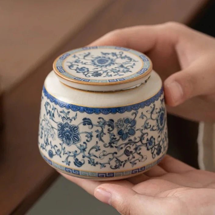 200ml Retro Ru Kiln Blue and White Porcelain Tea Box Organizer Boutique Storage Tank Containers Tea Caddy Teaset Supplies Craft - China Tea Store