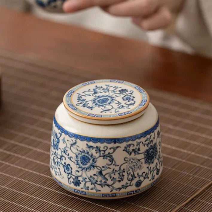 200ml Retro Ru Kiln Blue and White Porcelain Tea Box Organizer Boutique Storage Tank Containers Tea Caddy Teaset Supplies Craft - China Tea Store