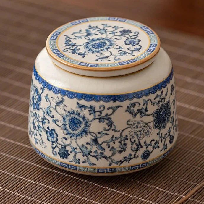 200ml Retro Ru Kiln Blue and White Porcelain Tea Box Organizer Boutique Storage Tank Containers Tea Caddy Teaset Supplies Craft - China Tea Store