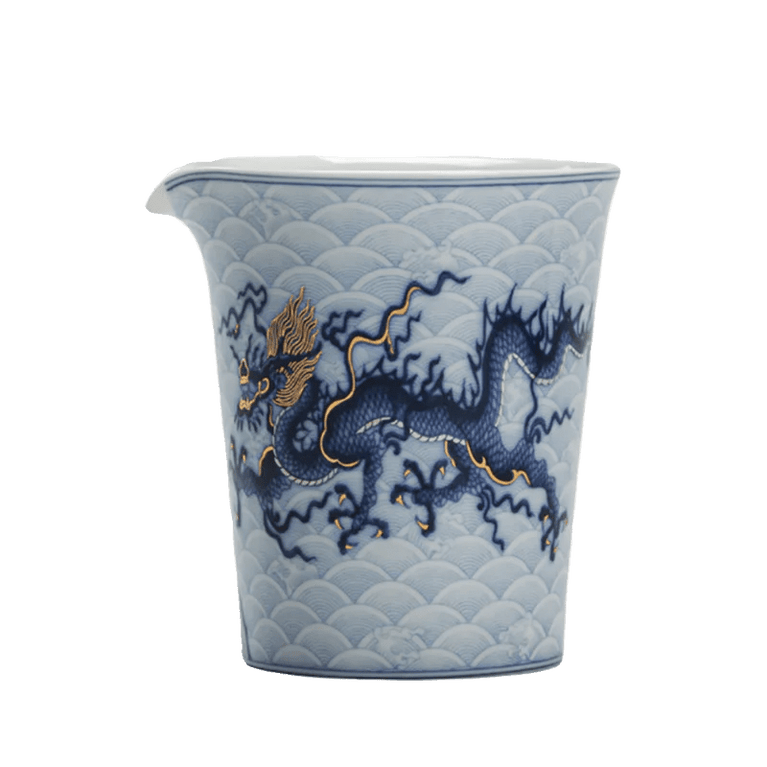 200ML White Porcelain Metal Inlay Blue and White Dragon Tea Fair Cup High End Tea Set Accessories Tea Dispenser Chahai - China Tea Store