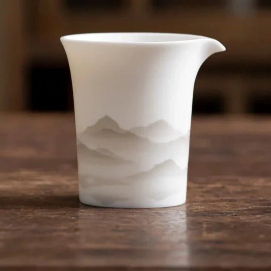 210ml Sheep Fat Jade White Porcelain Fair Cup Cha Hai Ink Painting Distant Mountains Simple Single Tea Dispenser Ceramic Teaset - China Tea Store