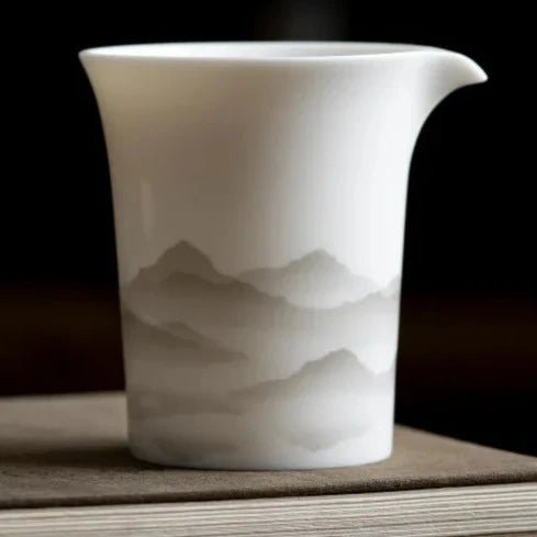 210ml Sheep Fat Jade White Porcelain Fair Cup Cha Hai Ink Painting Distant Mountains Simple Single Tea Dispenser Ceramic Teaset - China Tea Store