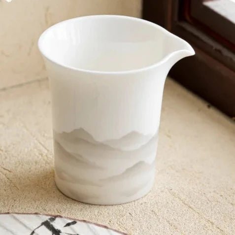 210ml Sheep Fat Jade White Porcelain Fair Cup Cha Hai Ink Painting Distant Mountains Simple Single Tea Dispenser Ceramic Teaset - China Tea Store