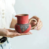 220ml Old Rock Mud Tea Pitcher Powder Carmine Red Fair Cup Retro Taotie Pattern Divide Tea Cha Hai Justice Cup Kung Fu Tea Set