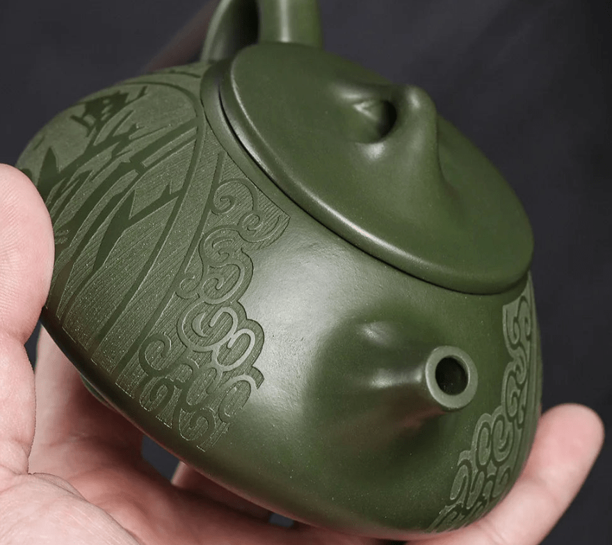 220ml Yixing Purple Clay Teapot Raw Ore Green Mud Pot Hand Carved Stone Scoop Kettle Home Beauty Infuser Chinese Zisha Teaset - China Tea Store