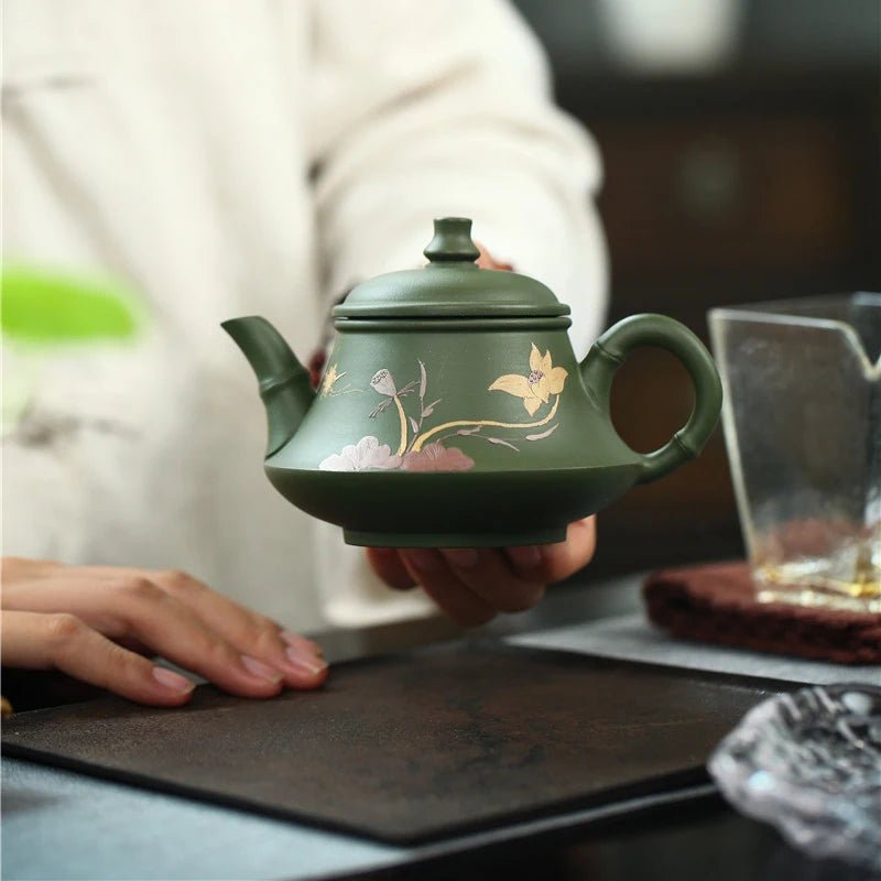 230CC Real Handmade Green Kettle Yixing Purple Clay Teapot Puer Tea Set Kung Fu Zisha Teaware - China Tea Store